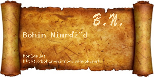 Bohin Nimród névjegykártya